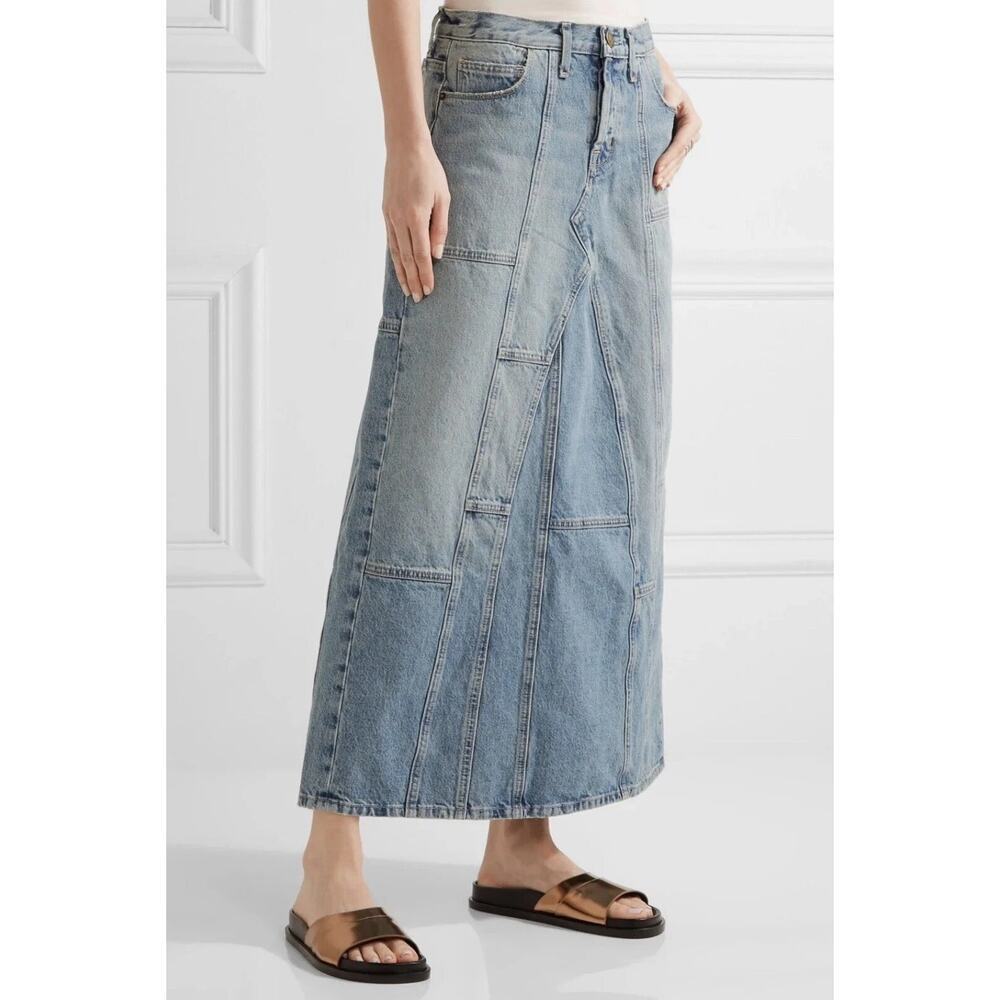 Current Elliott The DIY Patchwork Maxi Skirt Size 26 Denim Jean Boho $278